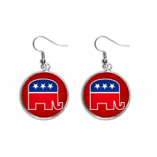 ameelephant emblem republican party ear dangle silver drop ear jewelry woman