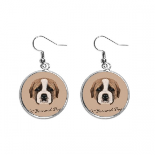 brown cute st.bernard dog pet animal ear dangle silver drop ear jewelry woman brown cute st.bernard dog pet animal ear dangle silver drop ear jewelry woman