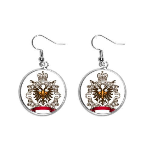 double-headed eagle emblem eu ear dangle silver drop ear jewelry woman