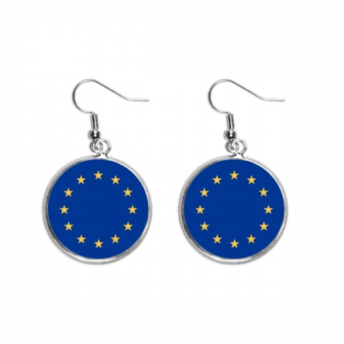 eu national flag eu country ear dangle silver drop ear jewelry woman