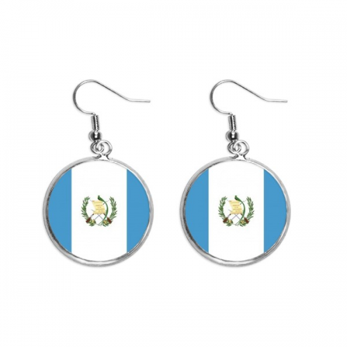 危地马拉国旗北美洲国家象征符号图案 耳坠银色耳环吊坠首饰女士