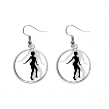 hot woman dancing outline ear dangle silver drop ear jewelry woman