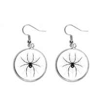 昆虫插画蜘蛛黑色纹样 耳坠银色耳环吊坠首饰女士