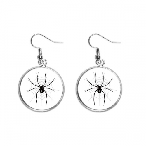 昆虫插画蜘蛛黑色纹样 耳坠银色耳环吊坠首饰女士