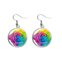 rainbow   flower lgbt ear dangle silver drop ear jewelry woman