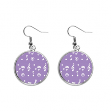 white music notes purple ear dangle silver drop ear jewelry woman