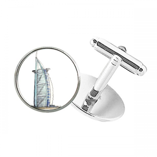 Burj al-Arab luxury hotel Dubai Round Button Cuff Clip Stud Cufflinks Burj al-Arab luxury hotel Dubai Round Button Cuff Clip Stud Cufflinks