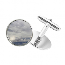 Dark Clouds Overcast Vast Wind Weather Round Button Cuff Clip Stud Cufflinks