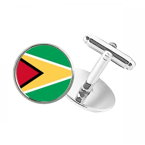 Guyana National Flag South America Country Round Button Cuff Clip Stud Cufflinks