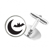 Moon Bat Happy Fear Halloween Round Button Cuff Clip Stud Cufflinks