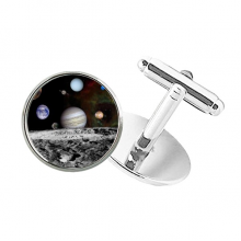 Many Planets Dark Universe Round Button Cuff Clip Stud Cufflinks Many Planets Dark Universe Round Button Cuff Clip Stud Cufflinks