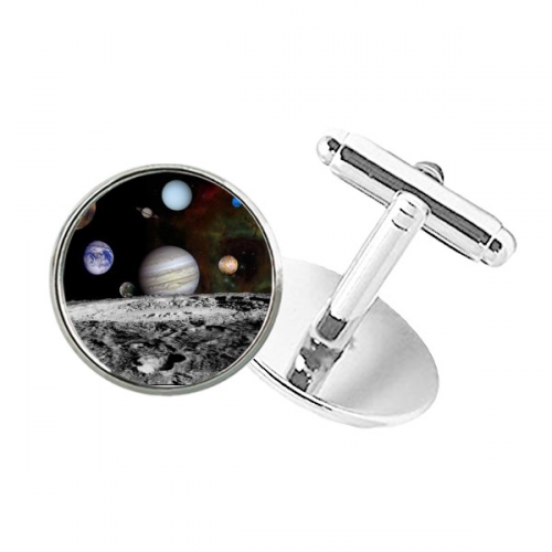 Many Planets Dark Universe Round Button Cuff Clip Stud Cufflinks Many Planets Dark Universe Round Button Cuff Clip Stud Cufflinks