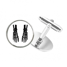 skeleton b human foot black pattern round button cuff clip stud cufflinks