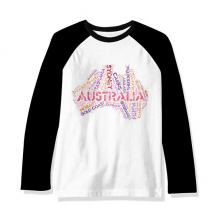 Australia Flavor Map Scenic Spots Illustration Long Sleeve Top Raglan T-shirt Cloth