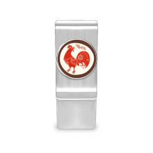 year of rooster animal china zodiac red my clip cash wallet card holder