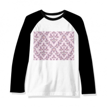 Lilac Colour Decorative Classic Flowers Long Sleeve Top Raglan T-shirt Cloth