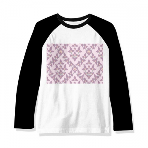 Lilac Colour Decorative Classic Flowers Long Sleeve Top Raglan T-shirt Cloth Lilac Colour Decorative Classic Flowers Long Sleeve Top Raglan T-shirt Cloth
