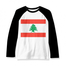 Lebanon National Flag Asia Country Long Sleeve Top Raglan T-shirt Cloth