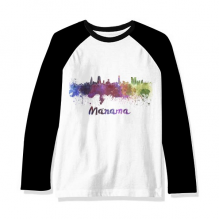 Manama Bahrain City Watercolor Long Sleeve Top Raglan T-shirt Cloth