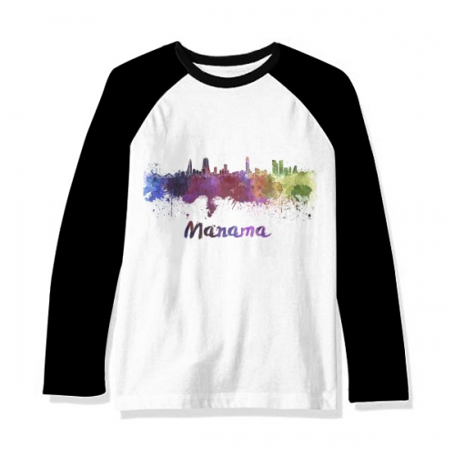 Manama Bahrain City Watercolor Long Sleeve Top Raglan T-shirt Cloth Manama Bahrain City Watercolor Long Sleeve Top Raglan T-shirt Cloth