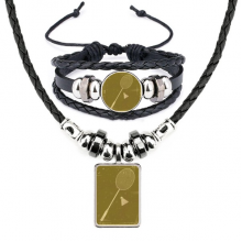 sport badnton illustration pattern leather necklbracelet jewelry set sport badnton illustration pattern leather necklbracelet jewelry set