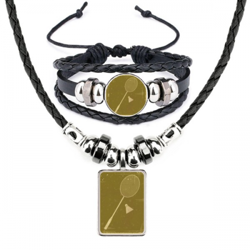 sport badnton illustration pattern leather necklbracelet jewelry set sport badnton illustration pattern leather necklbracelet jewelry set