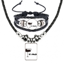 mojito with its cup art deco fashion leather necklbracelet jewelry set mojito with its cup art deco fashion leather necklbracelet jewelry set
