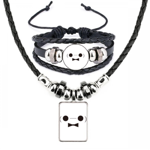 可爱颜文字卡通人物大白 手链项链吊坠首饰套装