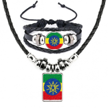 stripes ethiopia flag crayon drawing leather necklbracelet jewelry set stripes ethiopia flag crayon drawing leather necklbracelet jewelry set