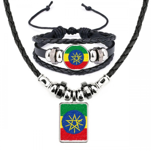 stripes ethiopia flag crayon drawing leather necklbracelet jewelry set stripes ethiopia flag crayon drawing leather necklbracelet jewelry set