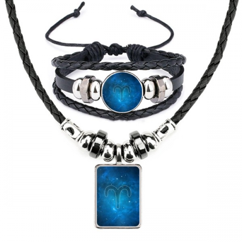 starry night aries zodiac constellation leather necklbracelet jewelry set starry night aries zodiac constellation leather necklbracelet jewelry set