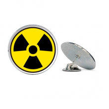 Yellow Danger Checal Radiation Symbol Round Metal Tack Hat Pin Brooch