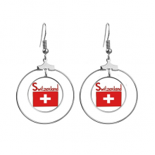 switzerland national flag red pattern ears dangle hoop jewelry drop 