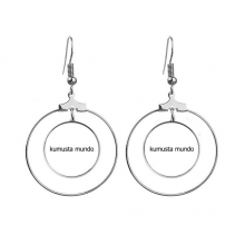 hello world filipino art deco  fashion ears dangle hoop jewelry drop circle