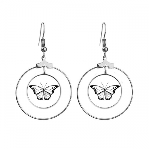 simple black  specimen ears dangle hoop jewelry drop circle