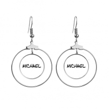 special handwriting english name michael ears dangle hoop jewelry drop 