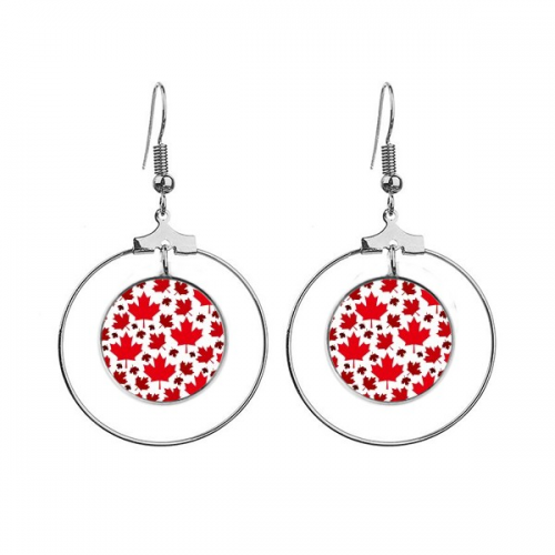 canada flavor  canadian maple flag ears dangle hoop jewelry drop 