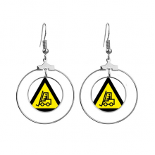 warning symbol yellow black forklifts triangle ears dangle hoop jewelry drop 