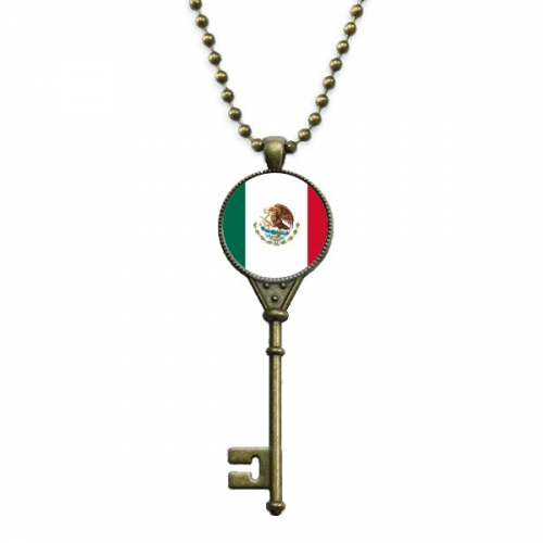 墨西哥国旗北美洲国家象征 复古钥匙项链吊坠锁骨链