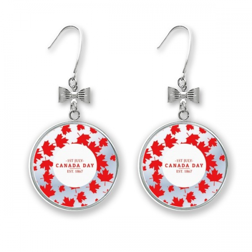 canada day 4th of july est 1867 maple  bow ears drop stud pierced hook