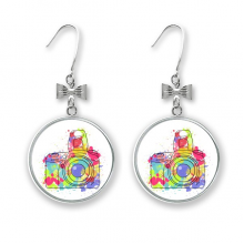 涂鸦街头文化彩色相机 蝴蝶结耳挂耳环耳坠首饰