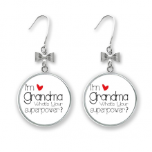 i'm a grandma what's your superpower bow ears drop stud pierced hook i'm a grandma what's your superpower bow ears drop stud pierced hook