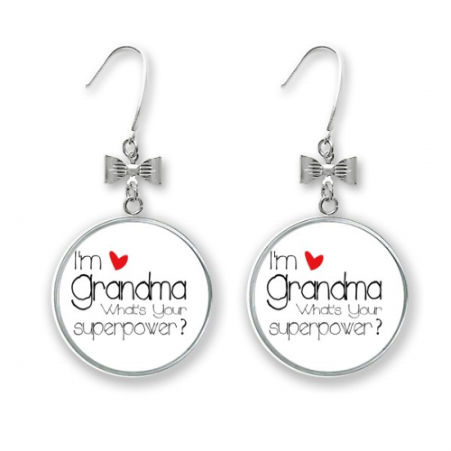 i'm a grandma what's your superpower bow ears drop stud pierced hook