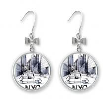 nyc love new york city amelandscape bow ears drop stud pierced hook