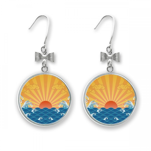 太阳云海水天气插画 蝴蝶结耳挂耳环耳坠首饰