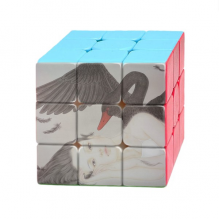 Beauty Black Swan Chinese Style Watercolor Magic Cube Puzzle 3x3 Toy Game Play