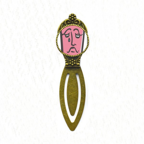 Sad  Face Sketch Pink Bookmark Retro Office Label Page Marker