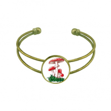 Delicious Red Poisonous Mushroom Illustration Bracelet Bangle Retro Open Cuff Jewelry