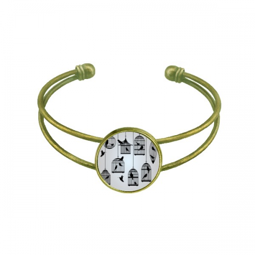 Illustration Birds Cage Outline Bracelet Bangle Retro Open Cuff Jewelry Illustration Birds Cage Outline Bracelet Bangle Retro Open Cuff Jewelry