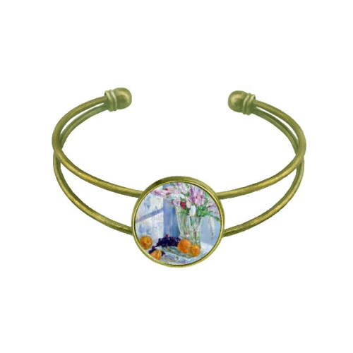 静物油画花瓶葡萄橘子 复古手镯手环袖口手饰